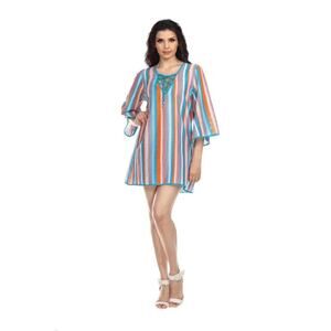 La Moda Striped Lace-Up Tunic Cover-Up Womens Size L/XL